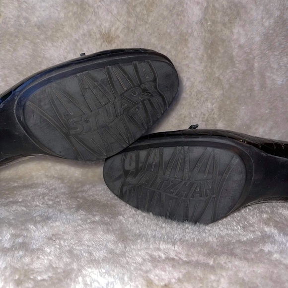 Stuart Weitzman Dark Green Crocodile Loafer Heels - Picture 3 of 7